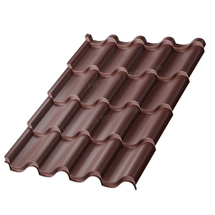 Металлочерепица Металл-Профиль Монтерроса-SL 0,5 PURMAN® RAL 8017 Коричневый шоколад